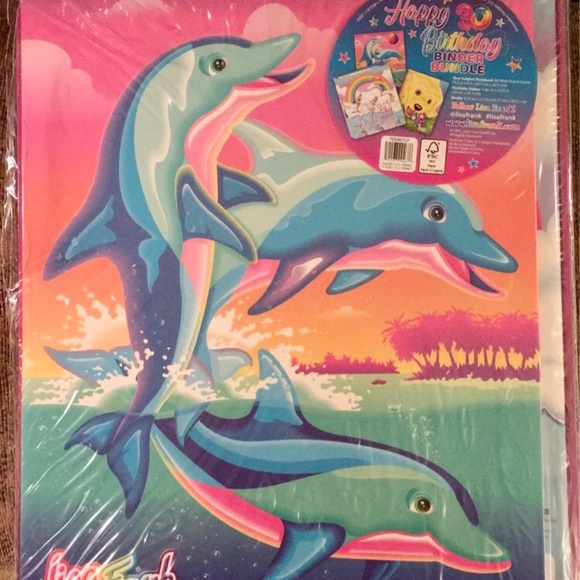 Lisa Frank Binder Notebook Folder Set Back to School Unicorn Dolphin Dog NWT - Picture 3 of 3
